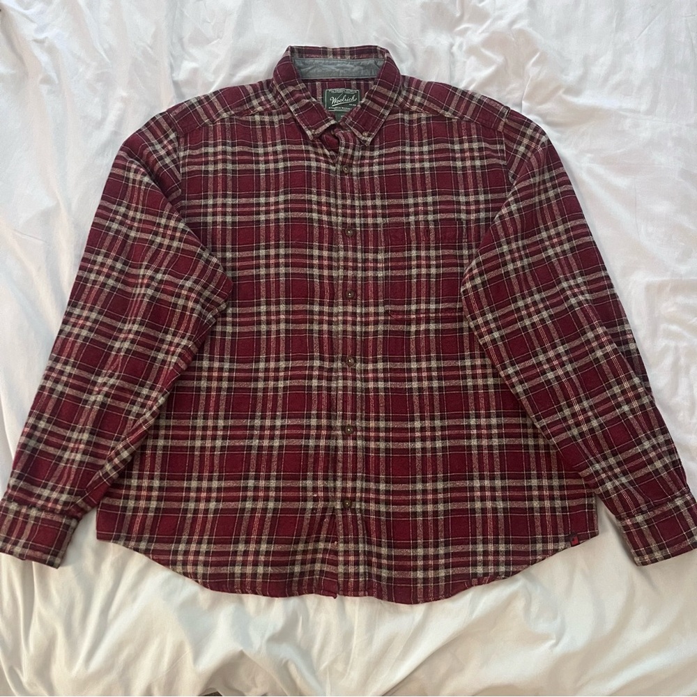Woolrich Men's Red and White Plaid Shirt